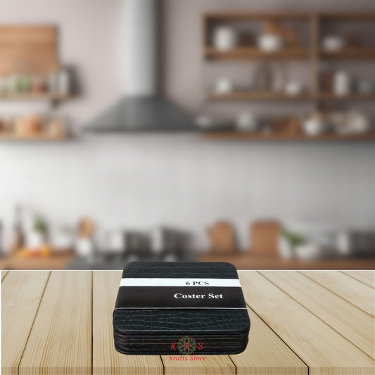 Tea Coasters - Pack of 6 ( Black Square )