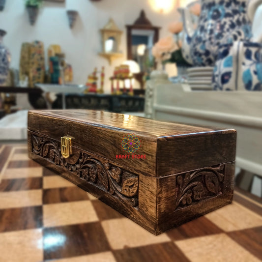 Wooden Watch box for 5 Watches (Carving)