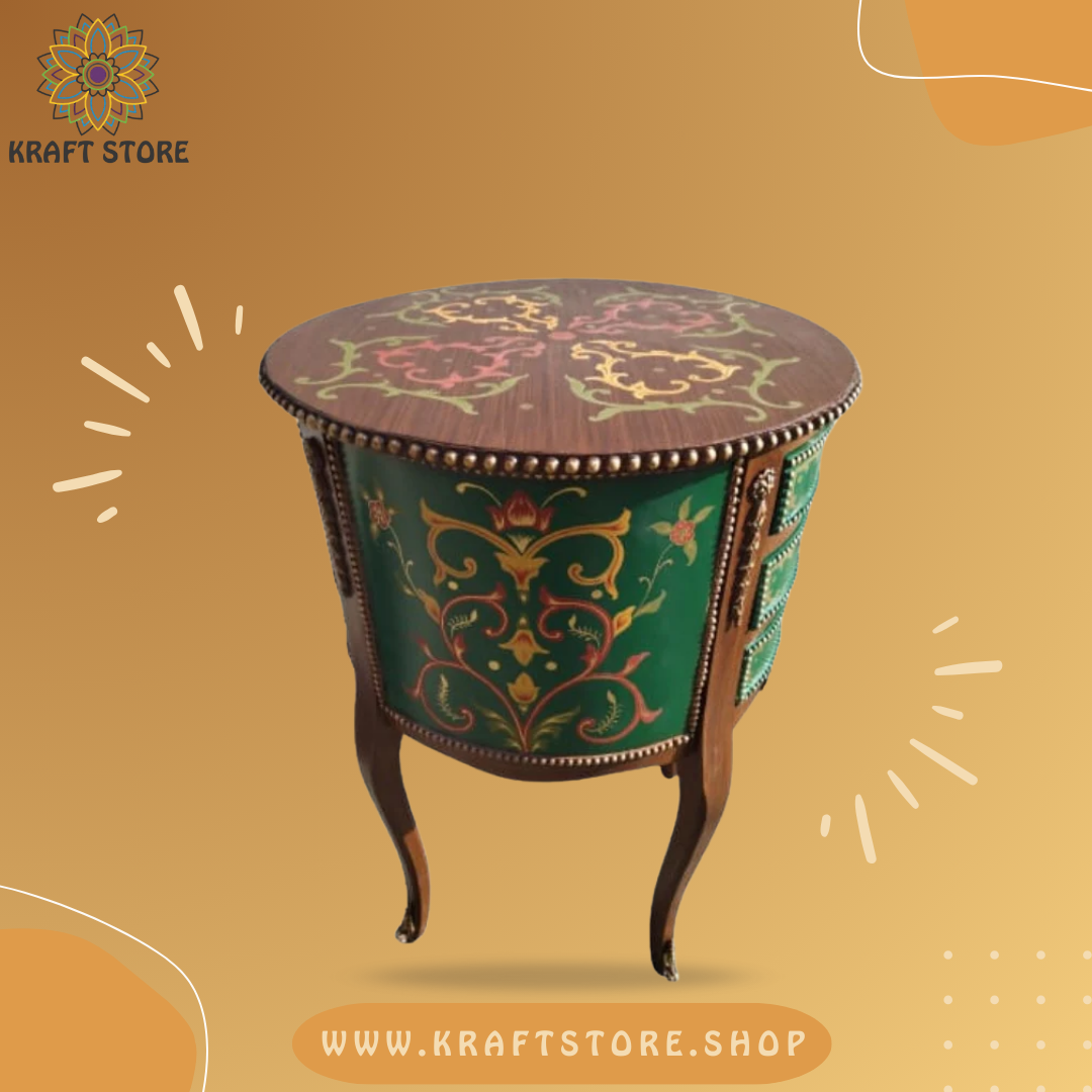 Smith Accent Table, hand-painted, detail view