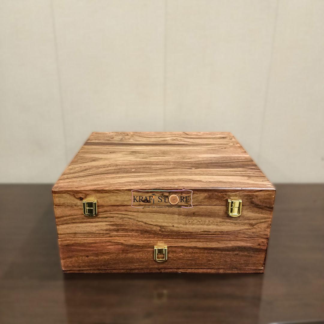 Premium Organizer with Drawer | 15 Watch Slots, Sunglass, Jewelry & Wallet Storage | Wood Top