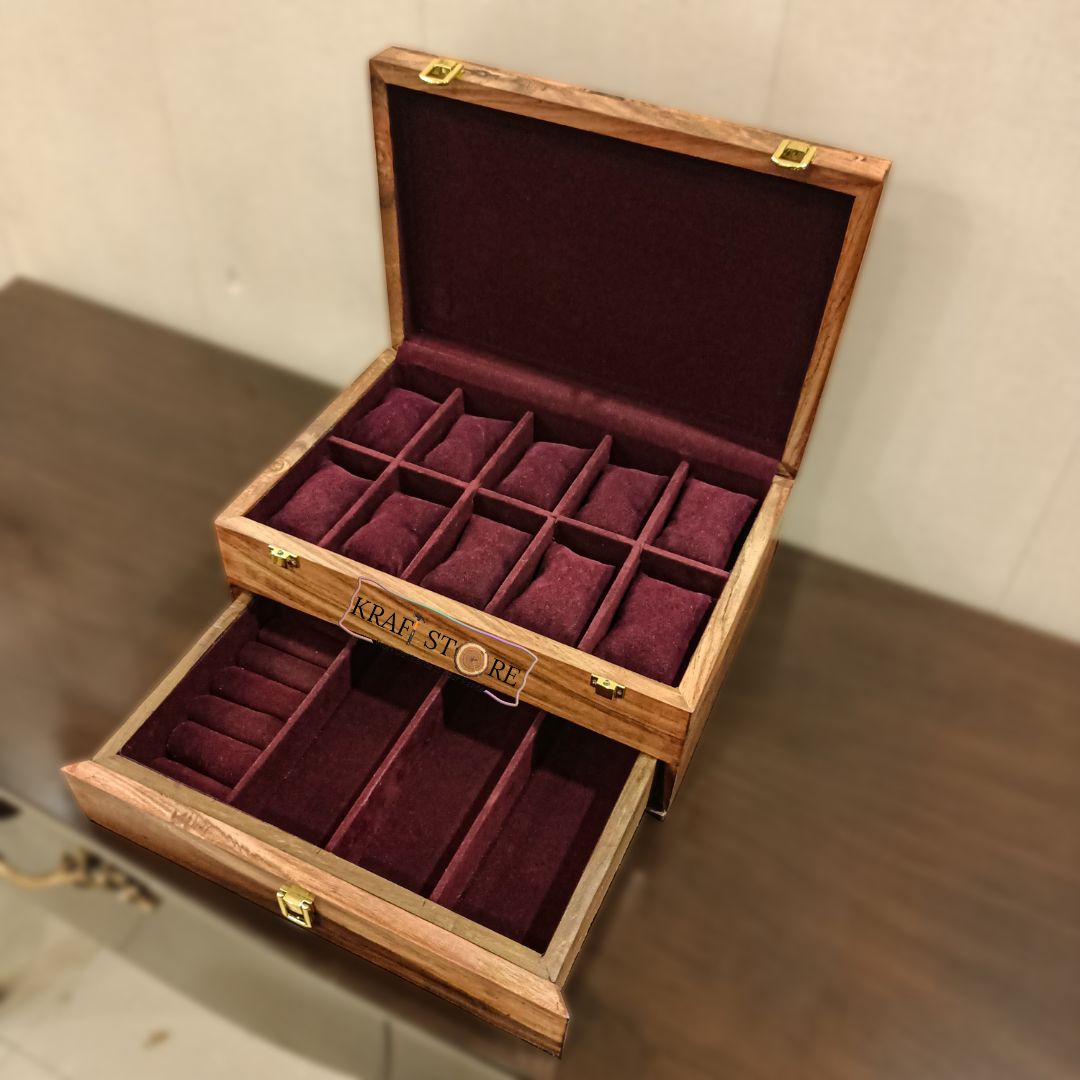 Multi-Functional Organizer with Drawer for Watches, Sunglasses, Cufflinks, Rings & Earrings