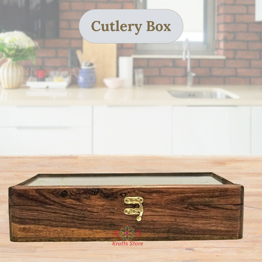 Cutlery Serving Box, 4 Compartments, Large, detail shot