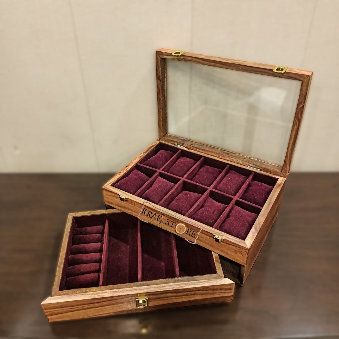 Multi-Functional Organizer with Drawer for Watches, Sunglasses, Cufflinks, Rings & Earrings