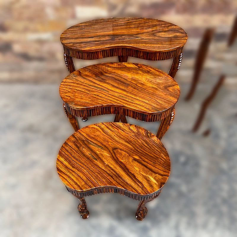 Nesting Table Kidney Shaped pure Sheesham Wood