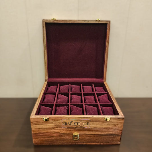 Premium Organizer with Drawer | 15 Watch Slots, Sunglass, Jewelry & Wallet Storage | Wood Top