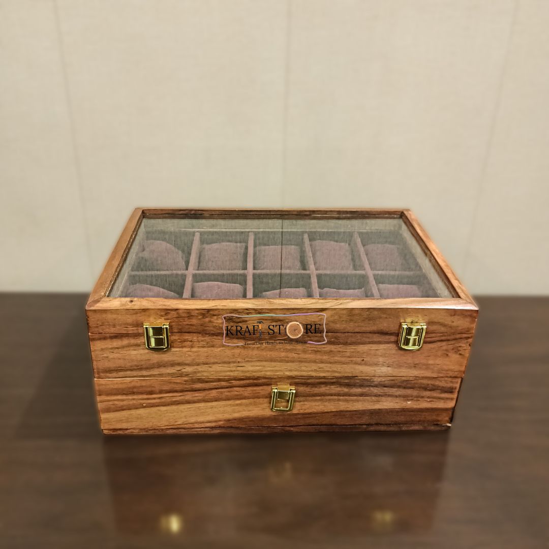 Multi-Functional Organizer with Drawer for Watches, Sunglasses, Cufflinks, Rings & Earrings