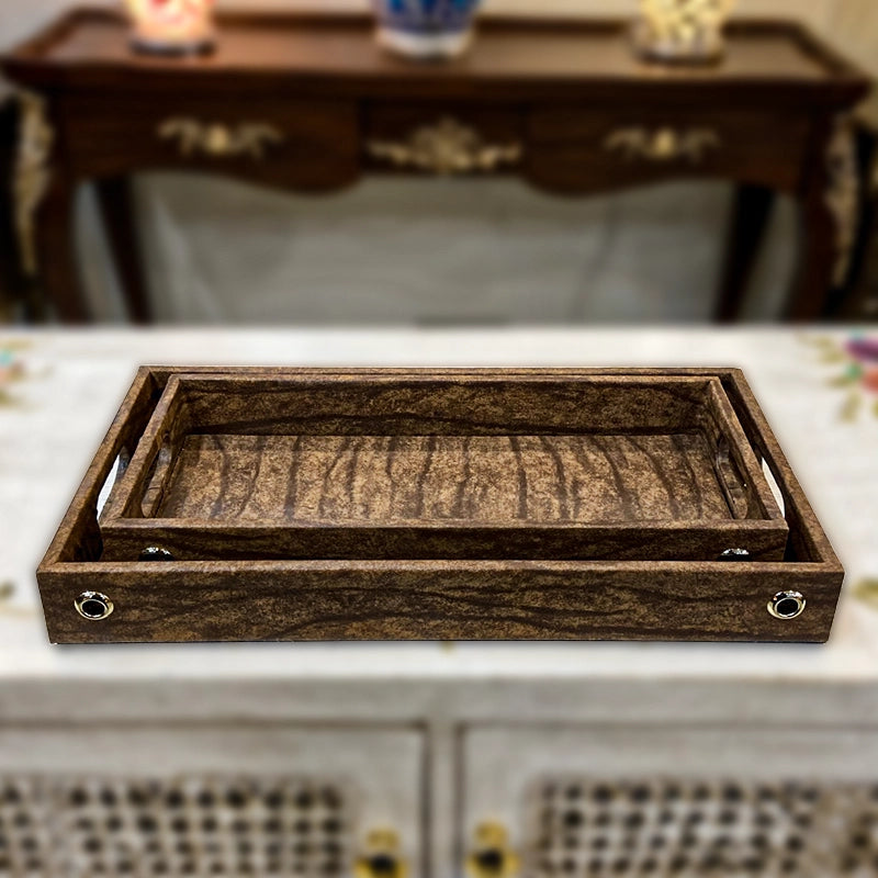 Leatherite Serving Trays Set Of 2 (4 Colors)