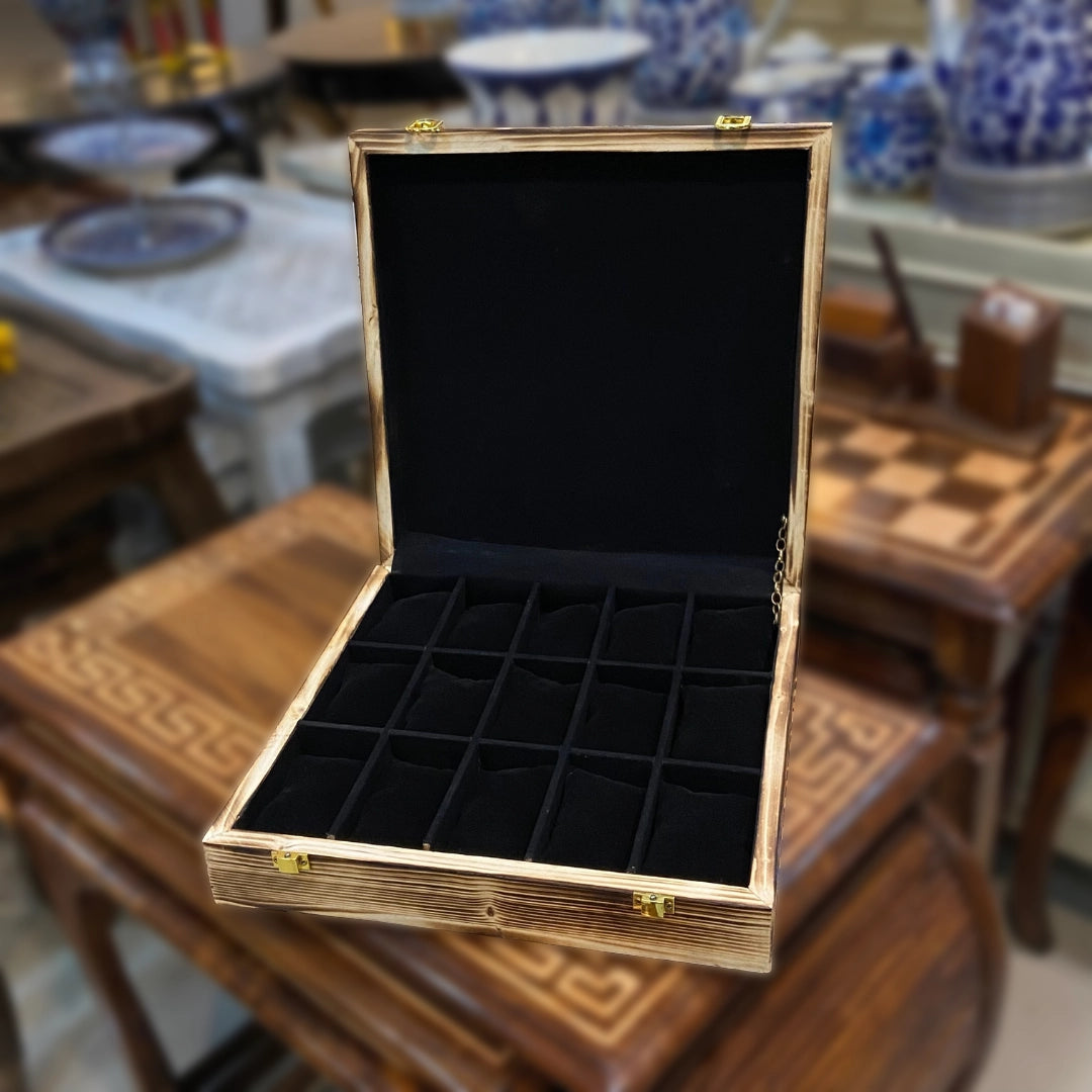 Antique Wooden Watch Box for 15 Watches