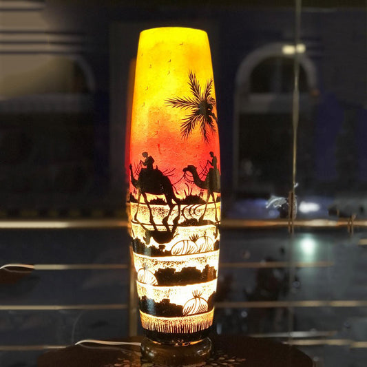 Desert Painted Camel Skin Lamp, Multani Lamp