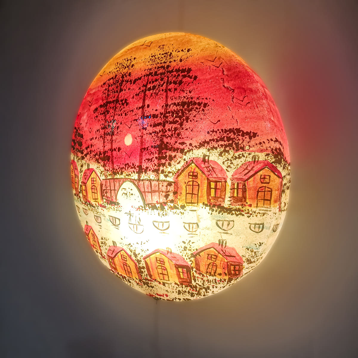 Desert Scene Wall Lamp, Camel Skin, detail shot