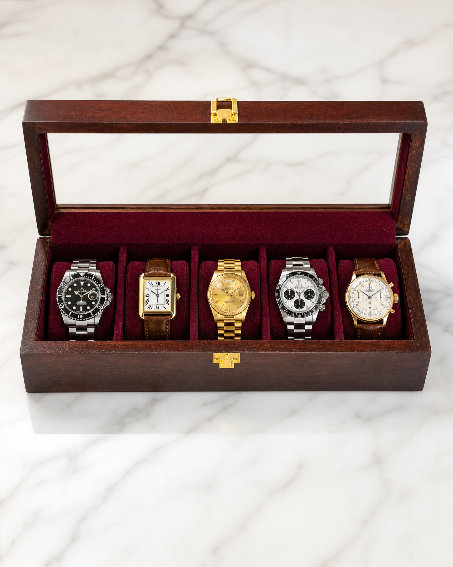 Premium Watch Box for 5 Watches | Glass Top