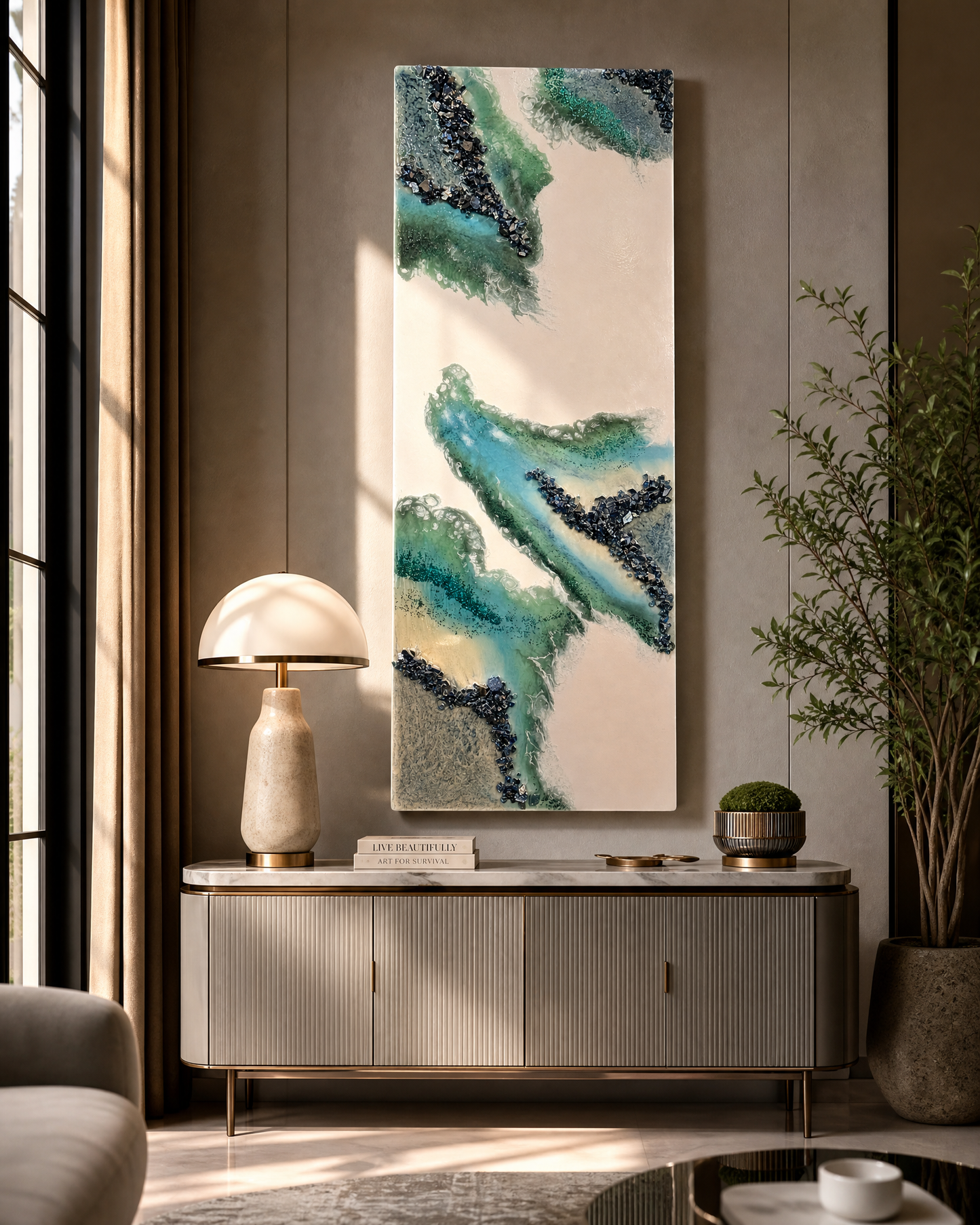 Resin White & Green Wall Hanging
