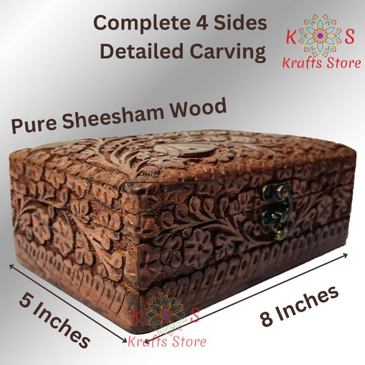 Jewlery Box With 4 Side Detailed Carving