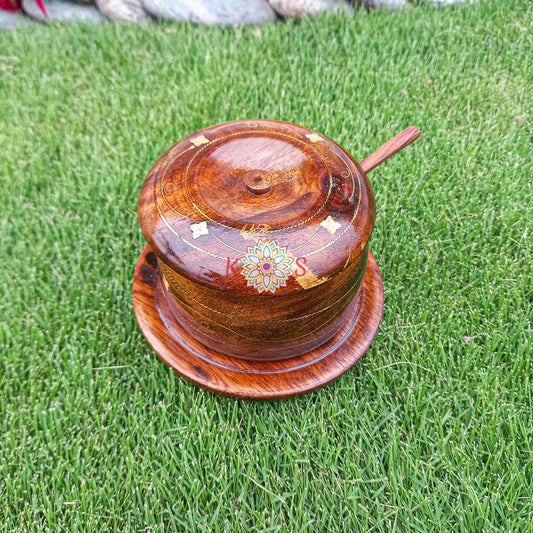 Sugar Pot handmade with Brass Inlay Work