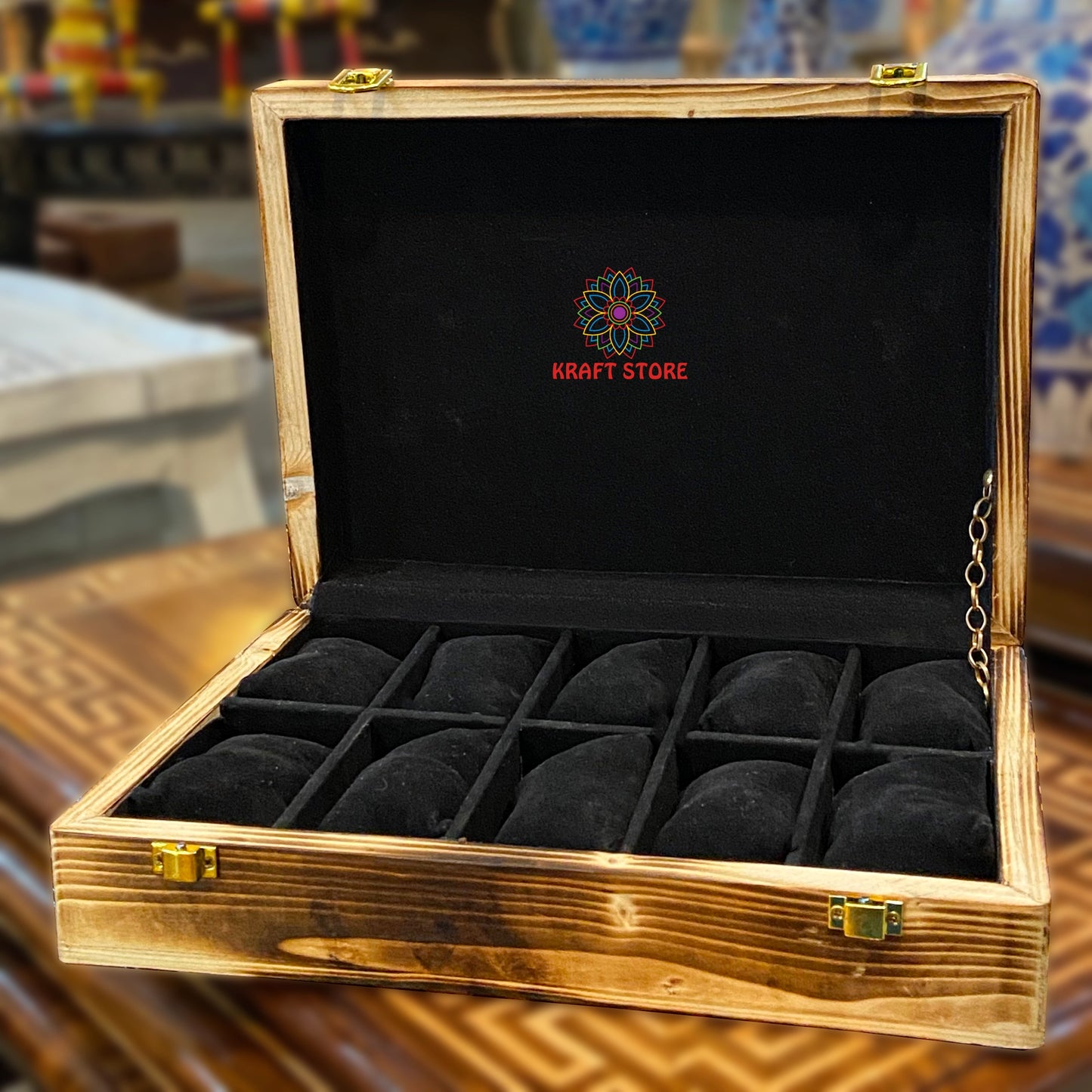 Antique Wooden Watch Box for 10 Watches