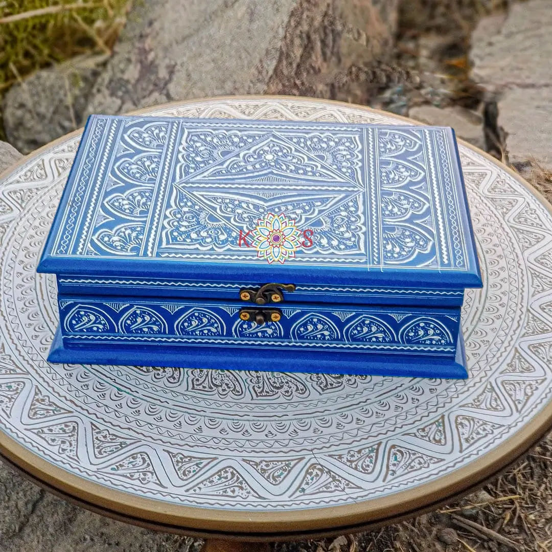 Jewelry Boxes collection – handcrafted wooden jewelry boxes with Naqashi hand-painting and brass Jali inlay from Kraft Store