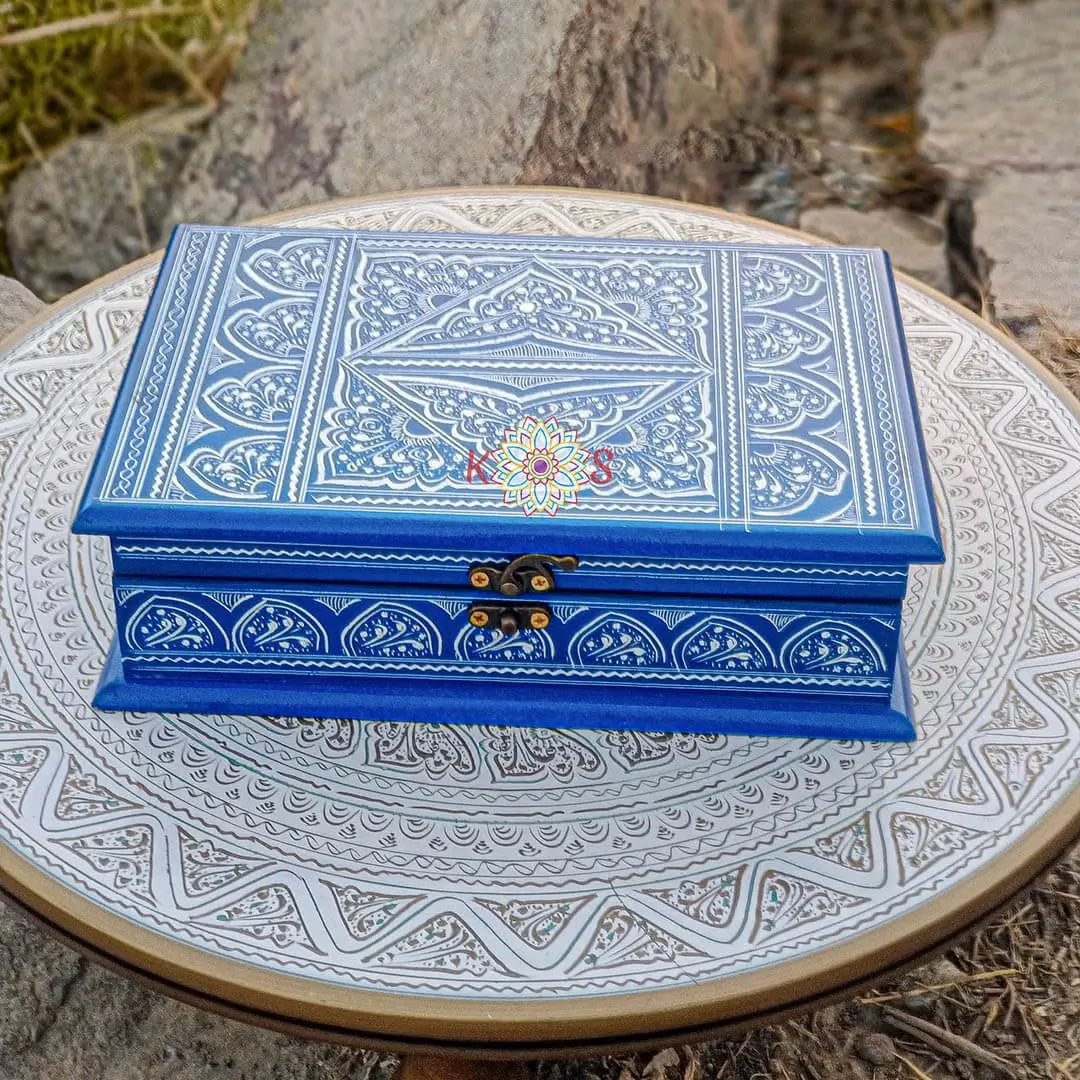 Jewelry Boxes collection – handcrafted wooden jewelry boxes with Naqashi hand-painting and brass Jali inlay from Kraft Store