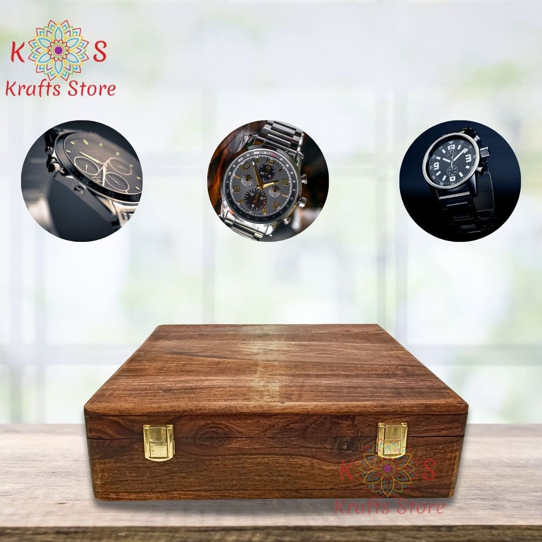 Watch Box for 15 Watches with Solid Wood Top, side view