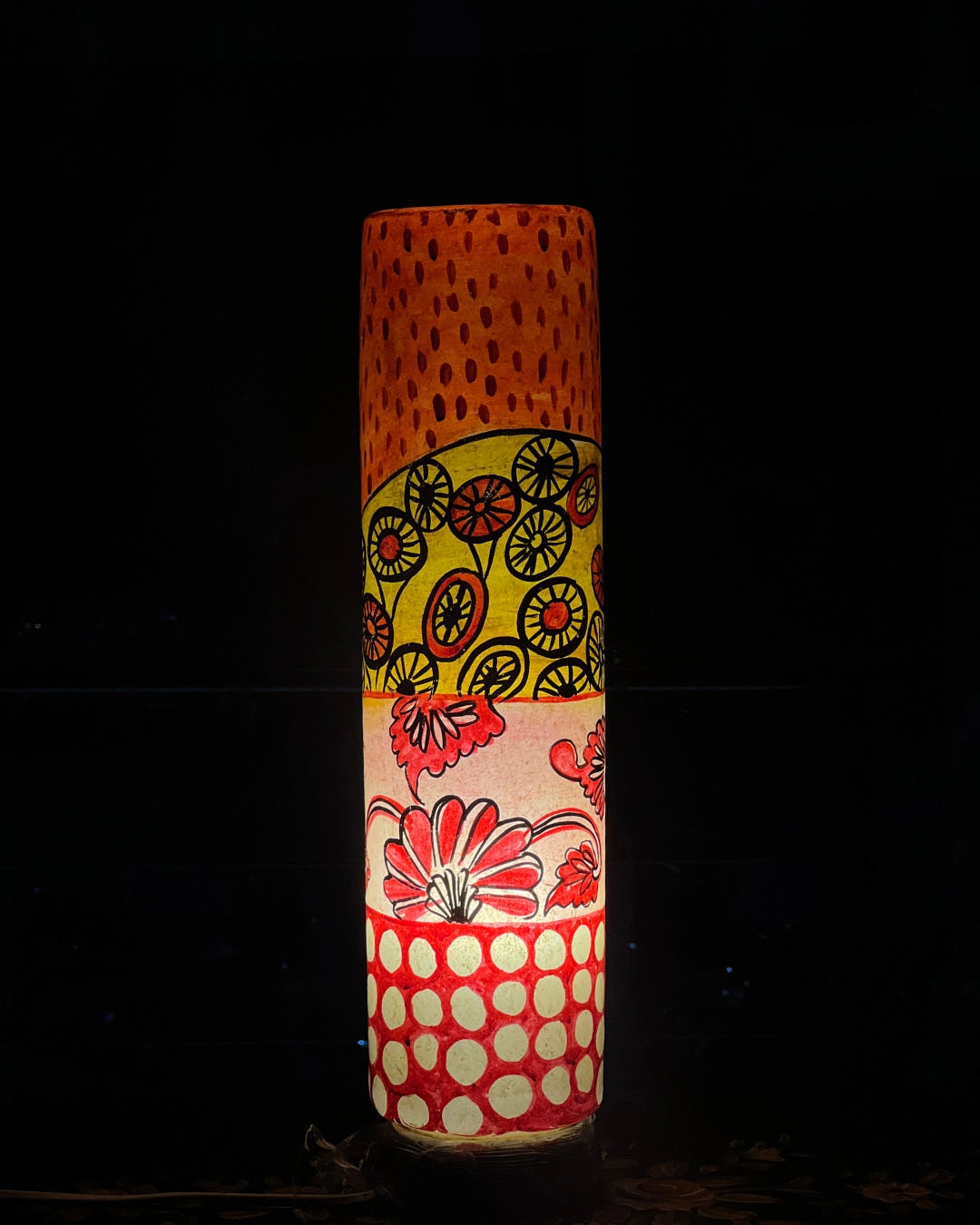 Glass Shape Camel Skin Table Lamp, Rustic Naqashi, front view