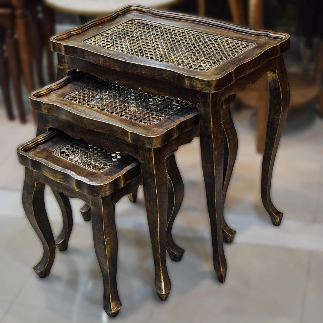 Nesting Tables with chalk finish and Cane work