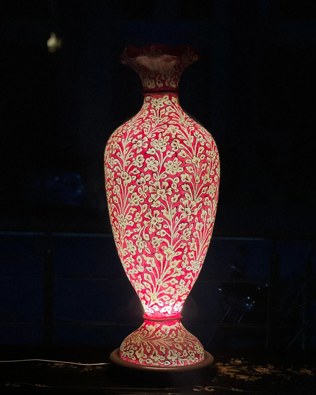 Vase Shape Floor Lamp, Camel Skin, 33 Inches, variant 4, side view