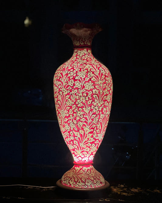 Vase Shape Floor Lamp, Camel Skin, 33 Inches, variant 4, side view