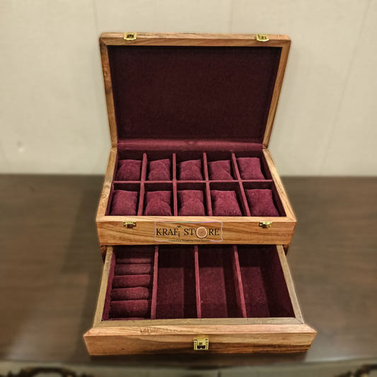 Multi-Functional Organizer with Drawer for Watches Sunglasses Cufflinks Rings and Earrings, detail view