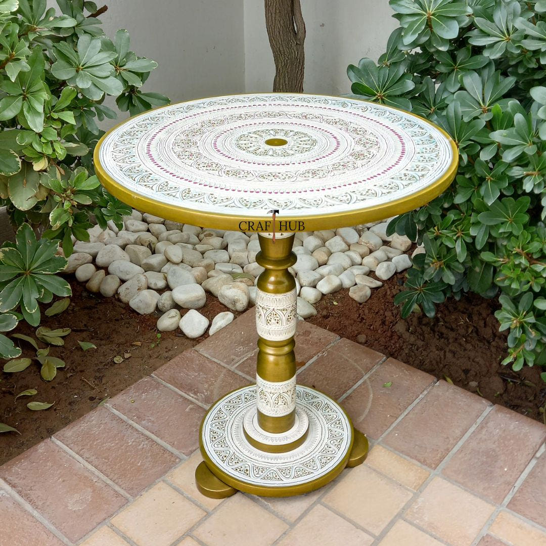 Coffee Table with Naqashi Lacquer Art, Style 3, front view