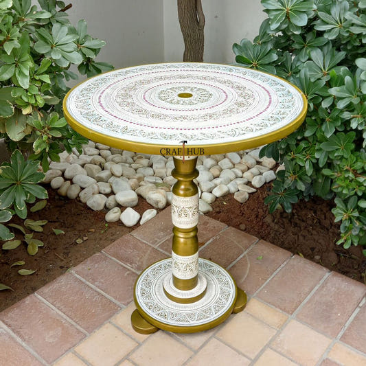 Coffee Table with Naqashi Lacquer Art, Style 3, front view