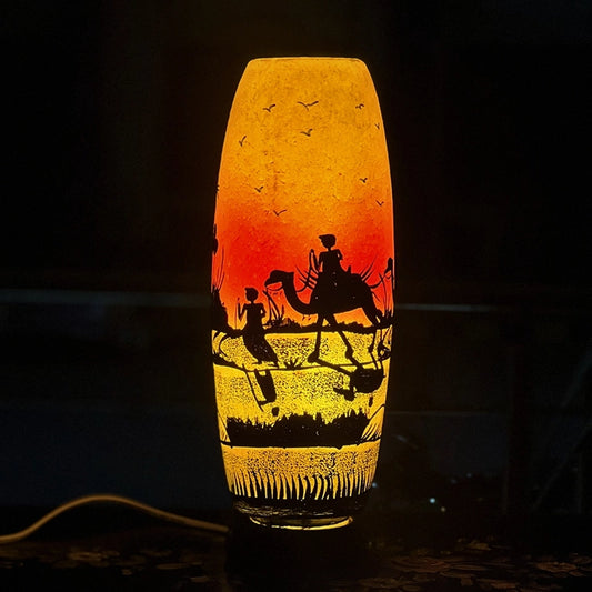 Table Lamp Bottle Design Desert Painting