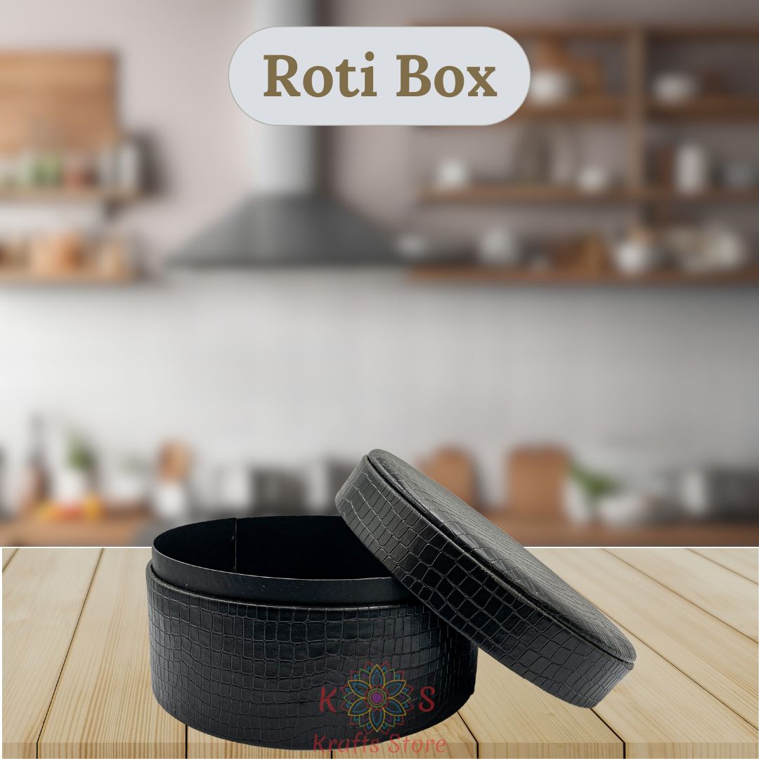 Leather Hotpot - Roti Box - Jewelry Box - Storage Box ( Black )