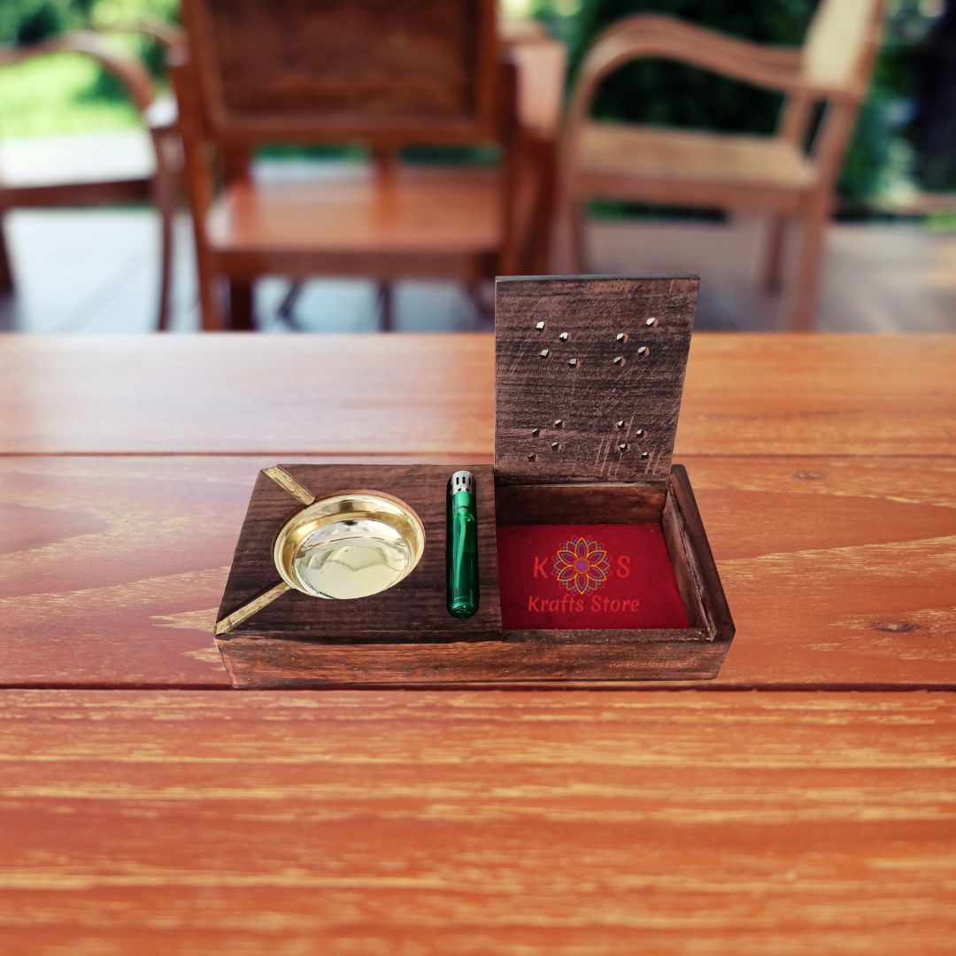 Ash Tray with Storage and Lighter Holder