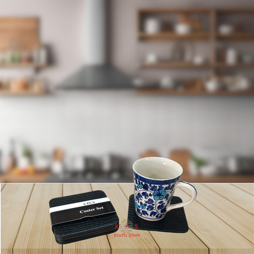 Tea Coasters, Pack of 6, Black Square, front view
