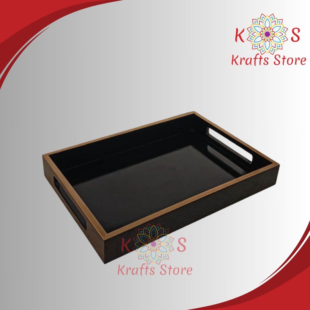 Black and Gold Wooden Serving Tray