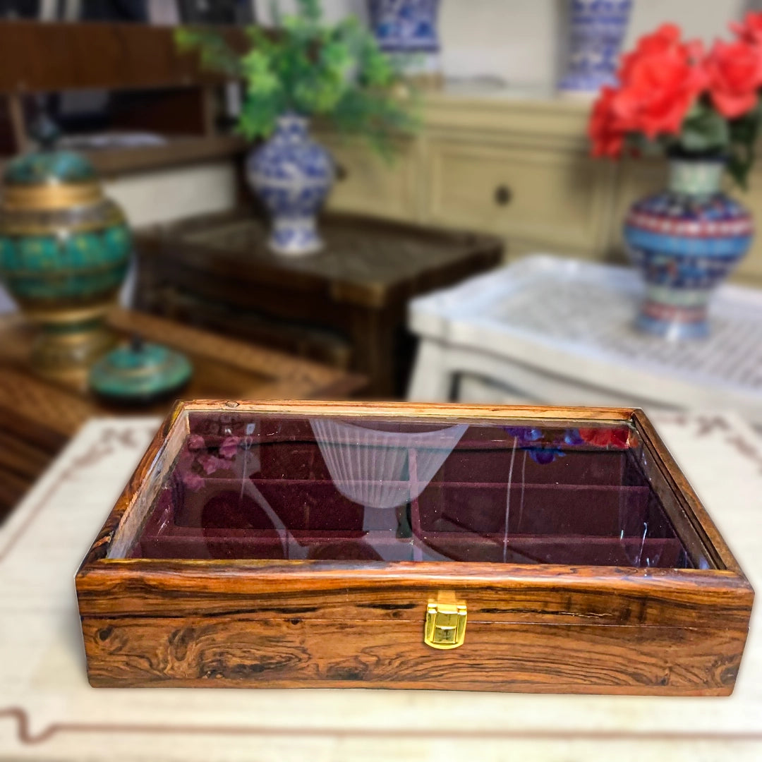 Stylish Glasses Box with Transparent Glass Lid - 6 Glasses Capacity