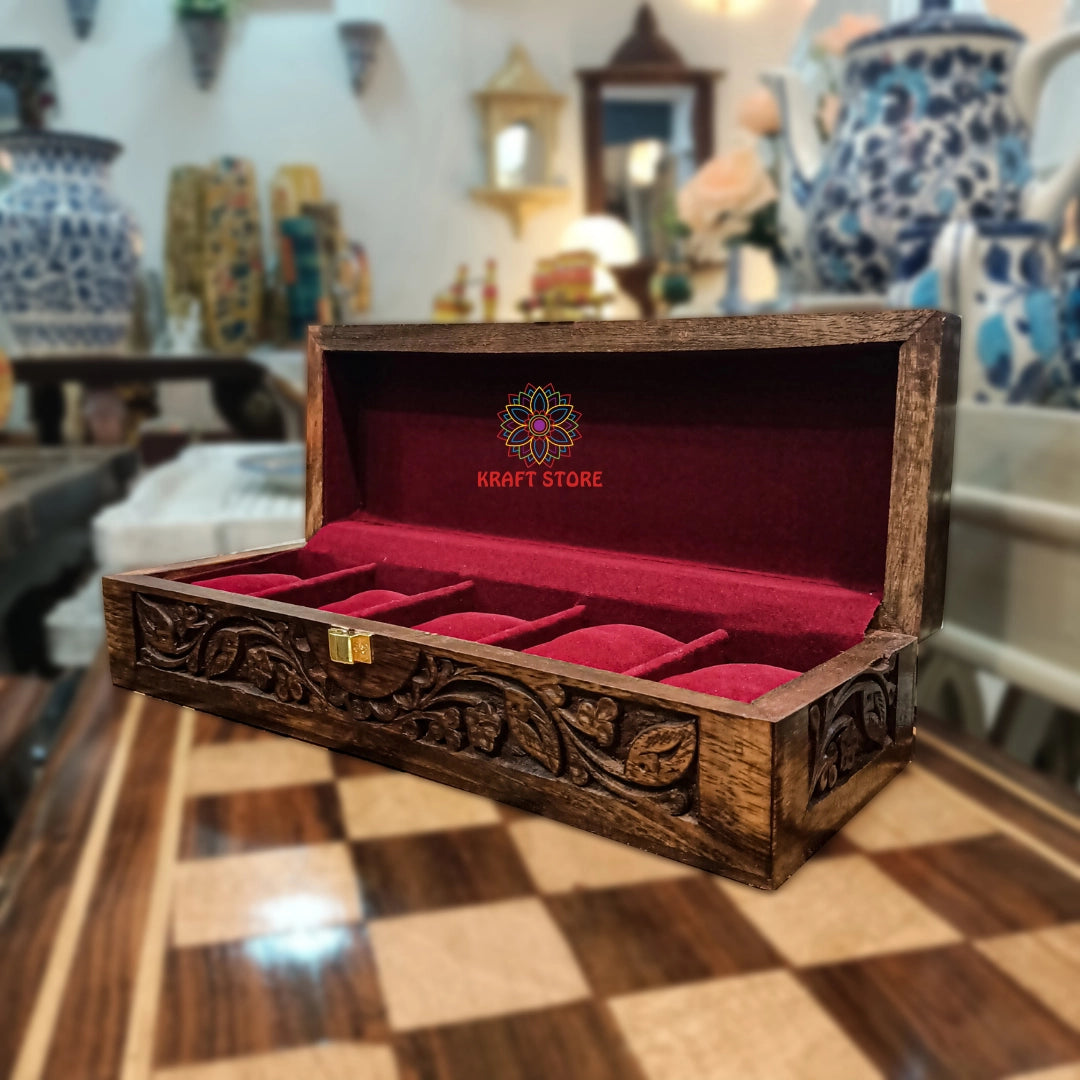 Wooden Watch box for 5 Watches (Carving)