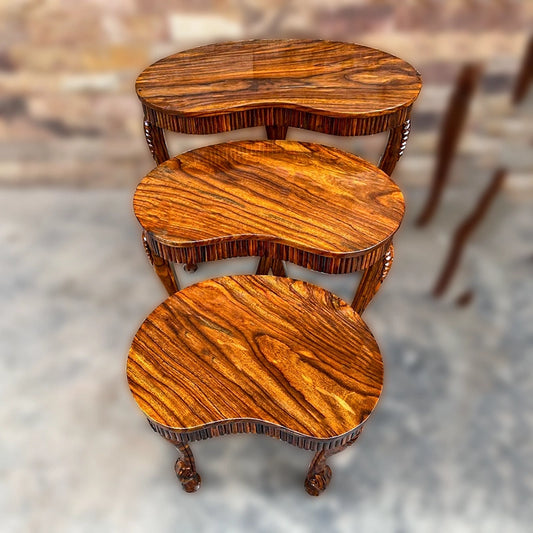 Nesting Table Kidney Shaped pure Sheesham Wood