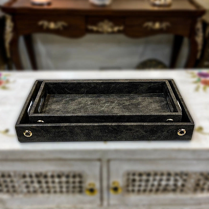 Leatherite Serving Trays, Set of 2, detail shot 2