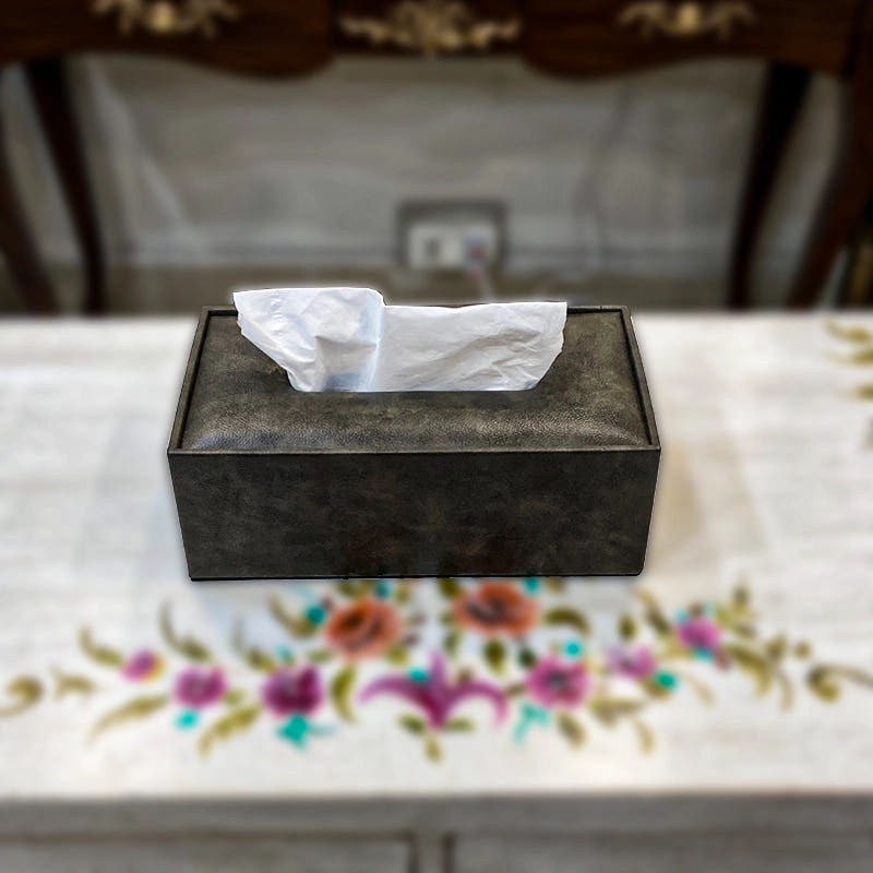 Leatherite Tissue Box, detail shot