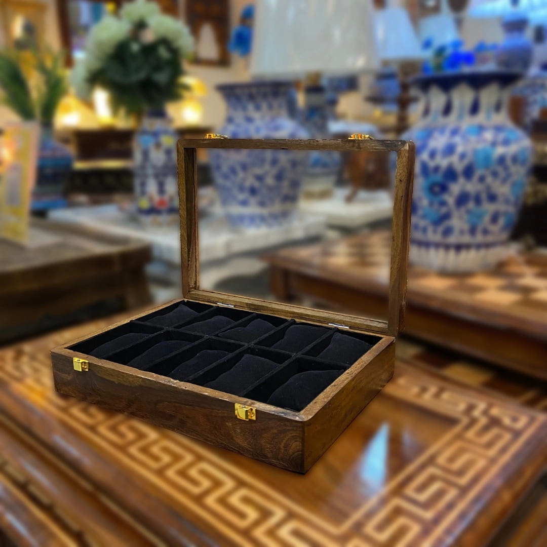 Watch Box for 10 Watches with Original Glass Top - lifestyle display