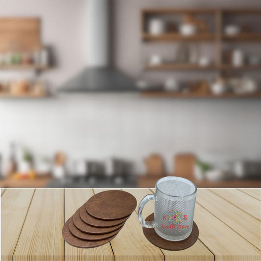 Tea Coasters, Pack of 6, Camel Brown Round, front view