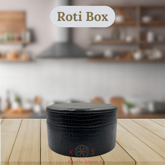 Leather Hotpot - Roti Box - Jewelry Box - Storage Box ( Black )