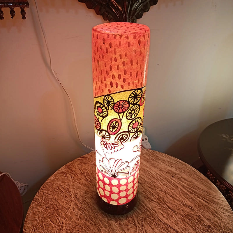 Glass Shape Camel Skin Table Lamp, Rustic Naqashi, side view
