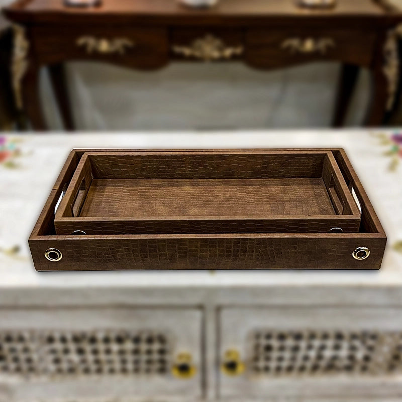 Leatherite Serving Trays Set Of 2 (4 Colors)