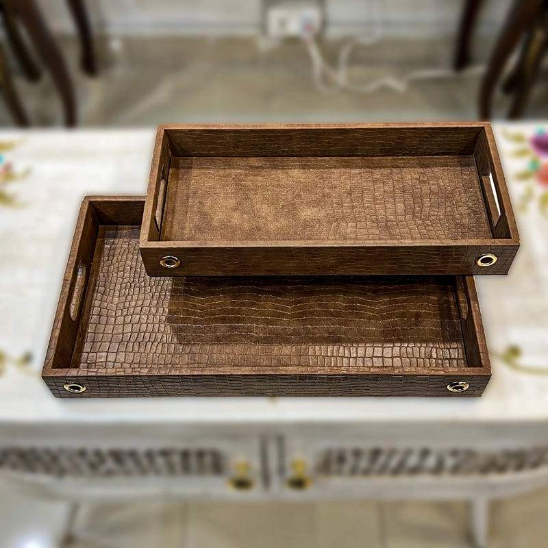 Leatherite Serving Trays, Set of 2, color option 1