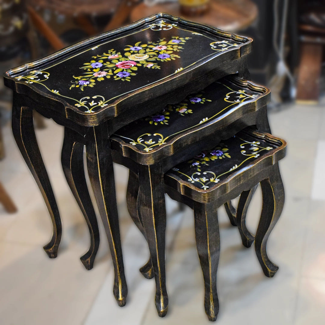 Hand-Painted Nesting Tables, Style 1, stacked view