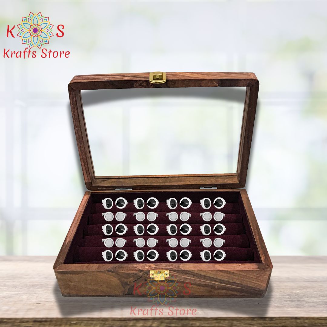 Cufflinks Box Large With Glass Lid