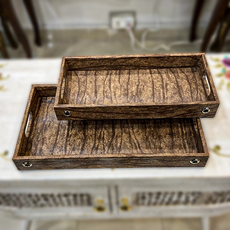 Leatherite Serving Trays Set Of 2 (4 Colors)