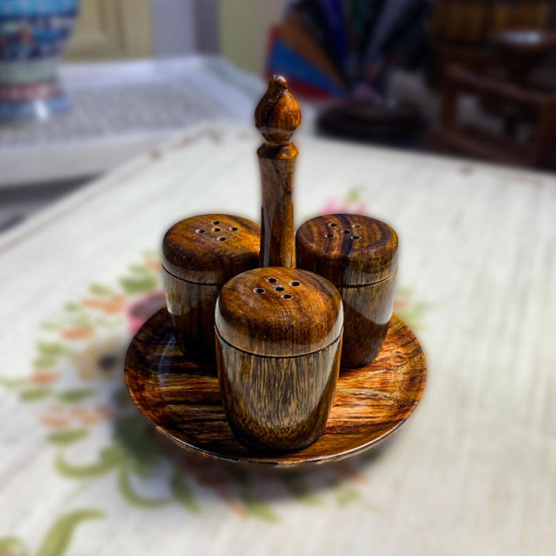 Salt and Pepper Set, Sheesham wood, front view