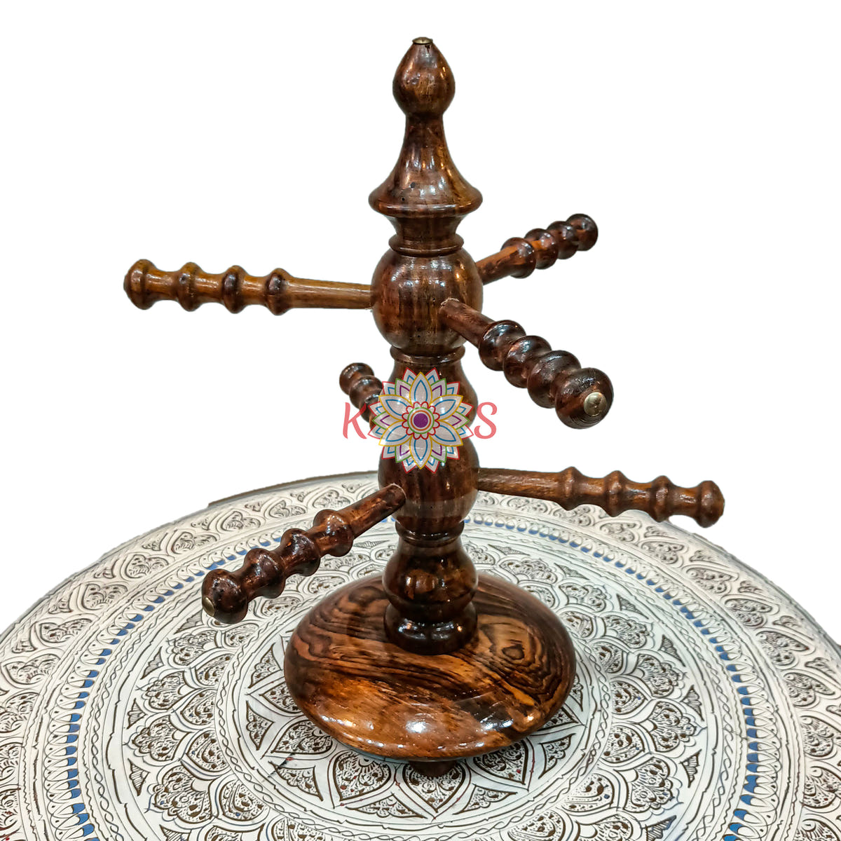 Bangle Stand with 6 Sticks, Sheesham Wood, detail shot